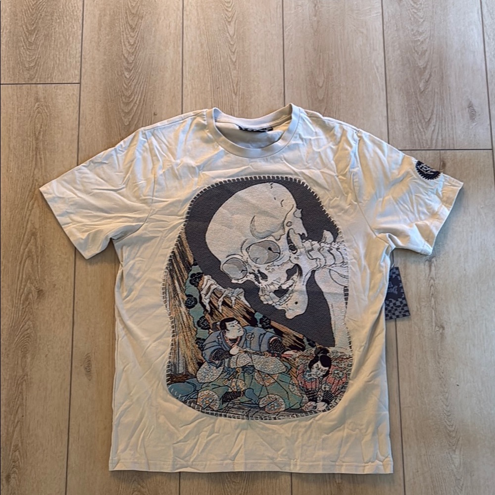 White Graphic Skull Ukiyo-e T-Shirt